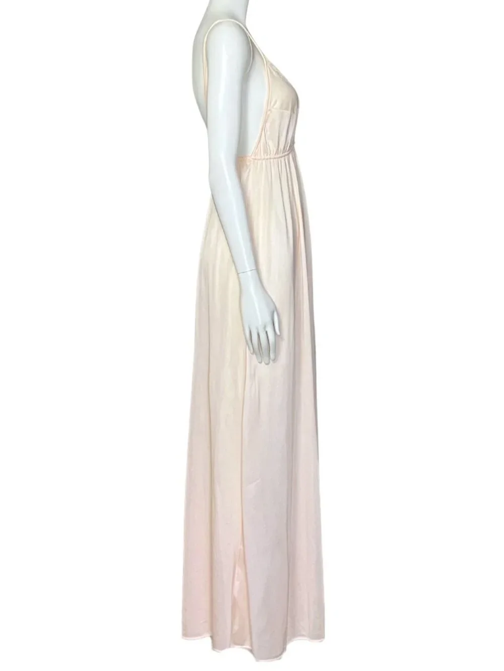 Vintage 60s Pale Peach Lingerie Nightgown Slip Dress. XS. Coquette Maxi Long - Picture 5 of 10